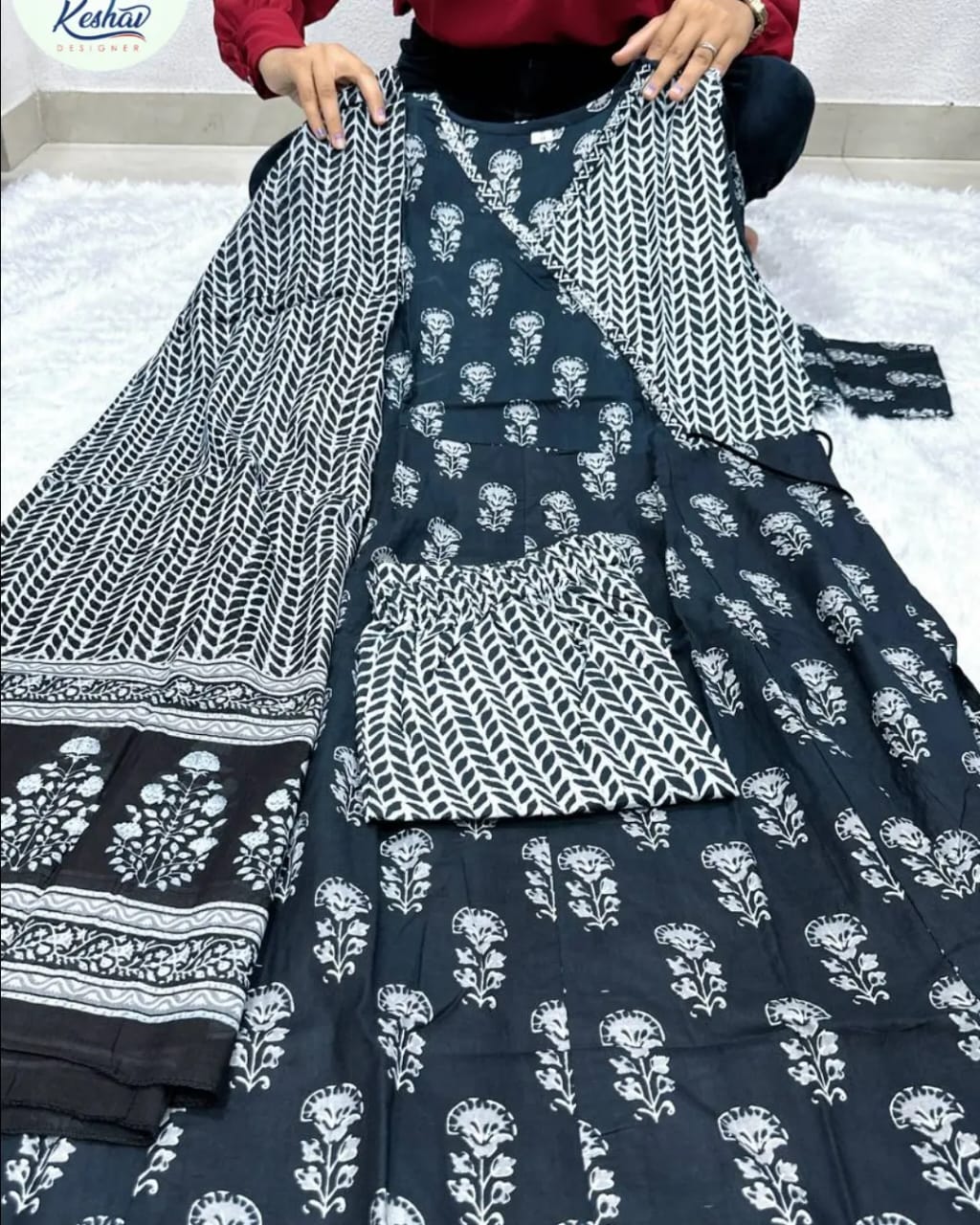 Keshav Soft Cotton Printed Anarkali Kurti With Bottom Dupatta Wholesale Clothing Suppliers In India